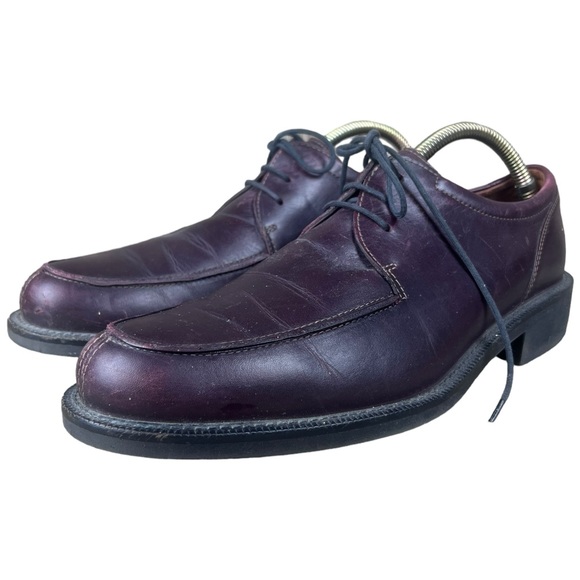 Ecco Maroon Leather Shock Point Lace Up Shoes Dress Shoes Eur 43 US Men’s 9-9.5 - Picture 1 of 10